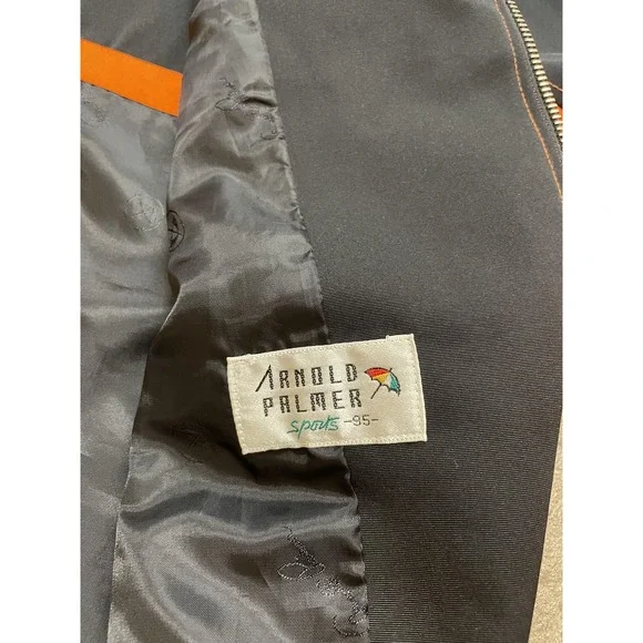 Vintage Arnold Palmer Sports 95 Jacket Mens 48 Orange Black Golf Windbreaker 90s